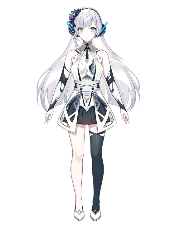 冬天的立繪：白髮冰藍眼的 AI 少女